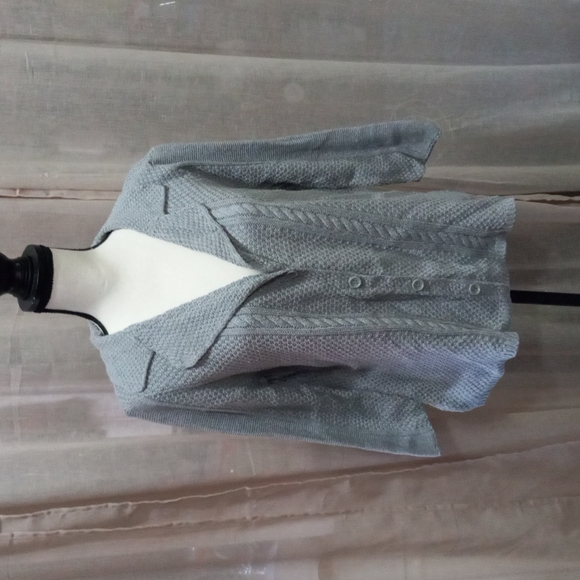 Sweaters - Feels like Cotton sweater, grey, collared, cardigan,